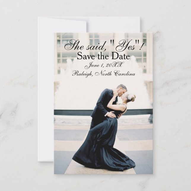 Ella dijo "Sí" - Anuncio de guardar la fecha 3x5 (Anverso)
