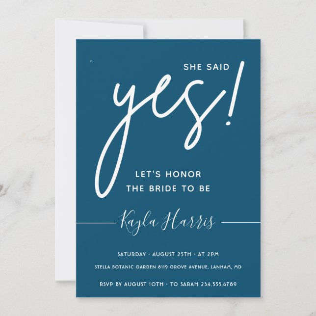 Ella dijo sí invitación simple a la ducha de novia (Anverso)