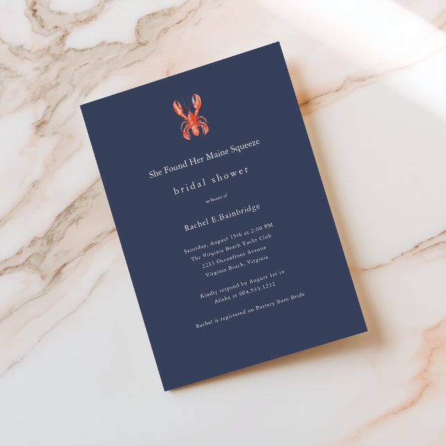 Ella Encontró Su Invitación de Boda de Langosta Co (She Found Her Maine Squeeze Coastal Bridal Shower Invitation)