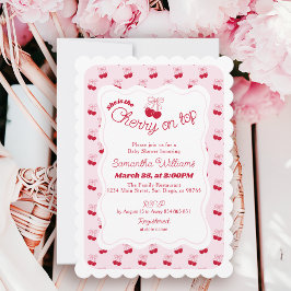 Ella es cereza en la mejor invitación para ducha d