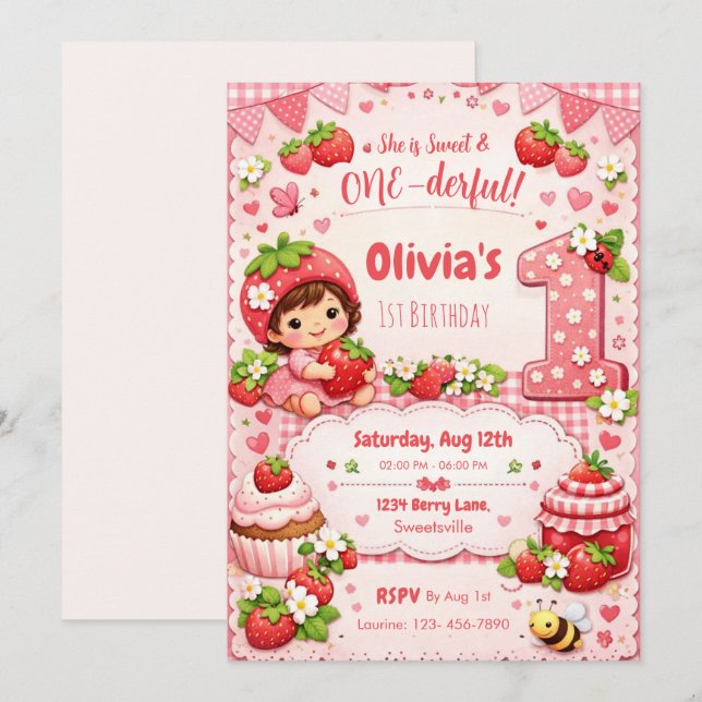 Ella es Dulce y Maravillosa Invitación de Cumpleañ (Anverso / Reverso)