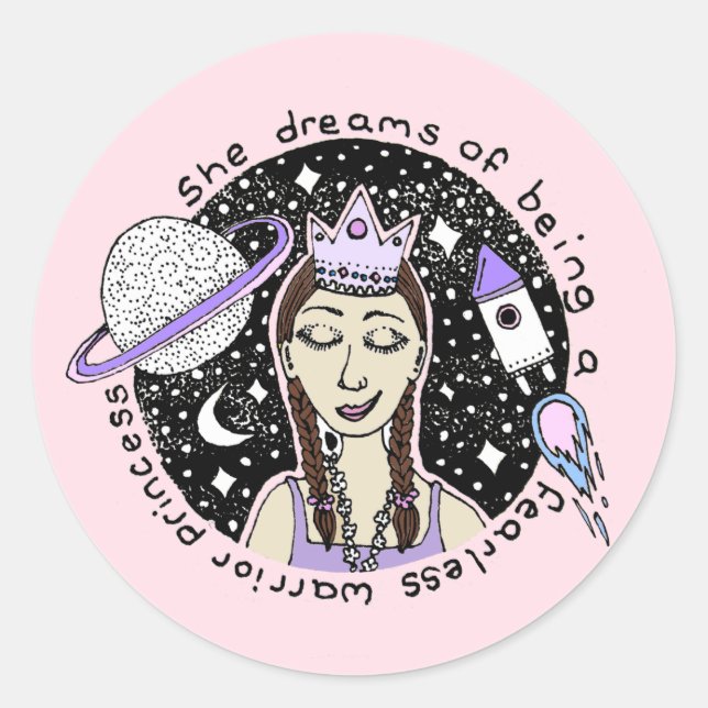 Ella es una intrépida Pegatina de Chicas feminista (Anverso)