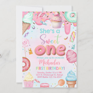 Ella es una invitación de primer cumpleaños de Swe