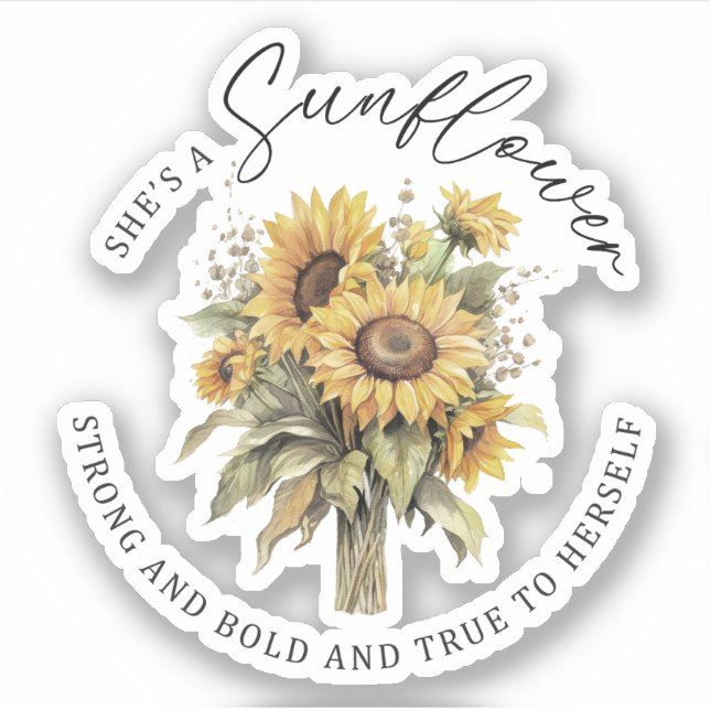 Ella es una Pegatina de vinilo de girasol (Anverso)