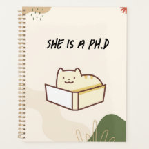 Ella es una planificadora de doctorado, cuaderno