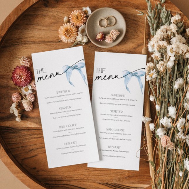 Ella está atando el nudo Bridal Shower Menu azul (Subido por el creador)