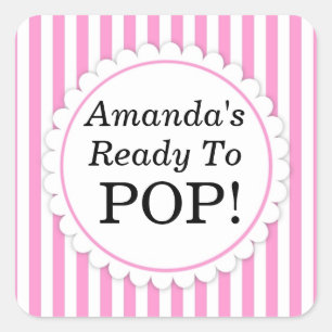 Ella está lista para pop Square pegatina - Rayas r