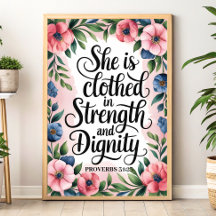 Ella Está Vestida de Fuerza – Arte de Pared Cristi