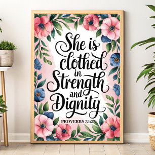 Ella Está Vestida de Fuerza – Arte de Pared Cristi