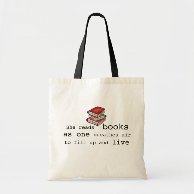 Ella leyó los libros para vivir la bolsa de asas (Frente)