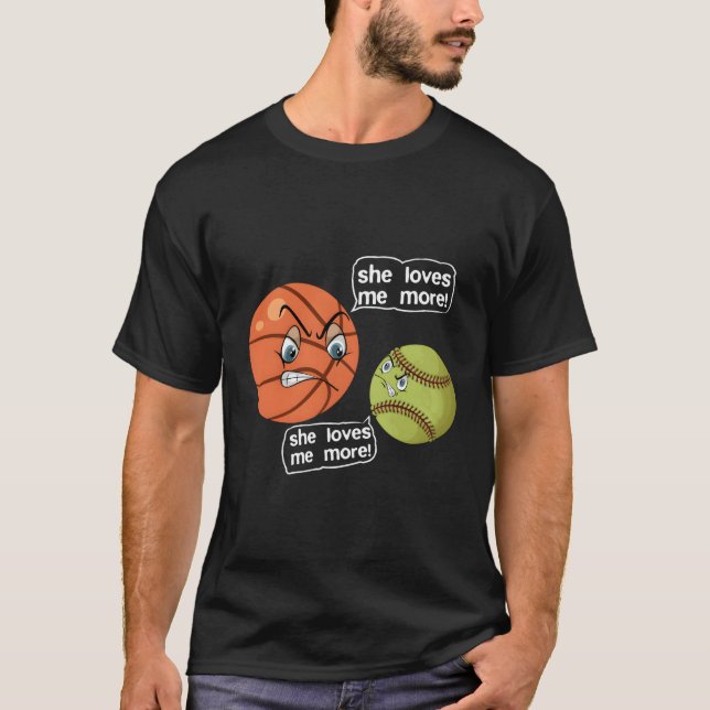 Ella Me Ama Más Camiseta De Baloncesto De Softball (Anverso)