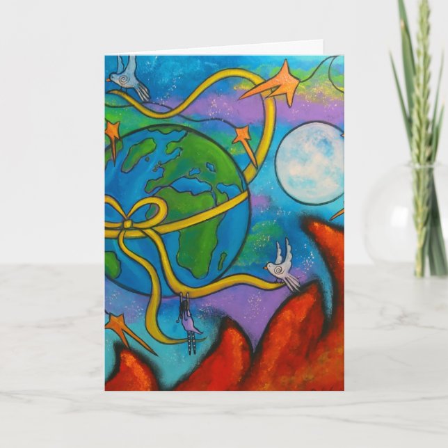 Ella soña con tarjeta de Navidad de la paz (Anverso)