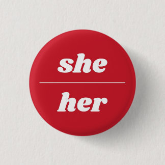 Ella/su alfiler Pronoun, botón de 1¼ pulgadas