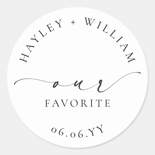 Ellesmere nuestro favorito Favor pegatina redonda  (Ellesmere Our Favorite Wedding Favors Sticker)