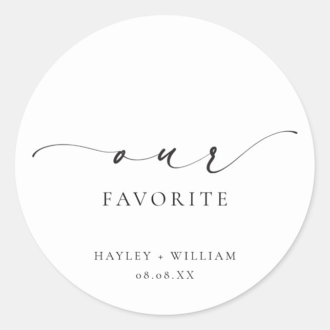 Ellesmere Nuestro Favorito Favor Pegatina Redonda  (Ellesmere Our Favorite Wedding Favor Sticker)