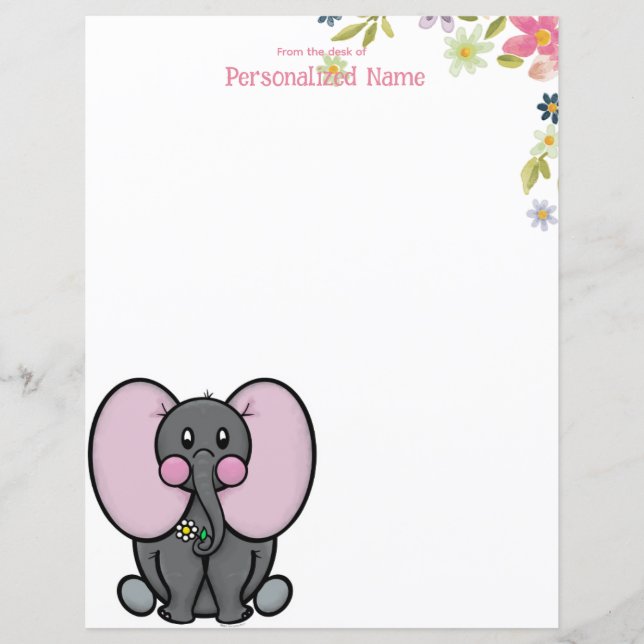 Ellie Phant Floral Hoja De Papel No Borrada (Anverso)