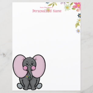 Ellie Phant Floral Hoja De Papel No Borrada