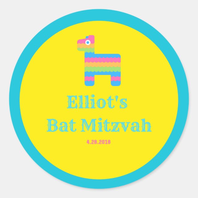 Elliot's Bat Mitzvah - pegatinas bufé de dulces (Anverso)