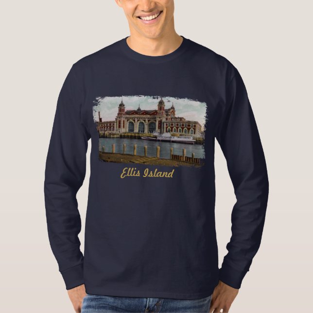 Ellis Island pintó la camiseta de los hombres (Anverso)