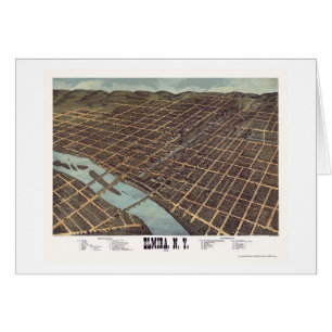 Elmira, mapa panorámico de NY - 1873