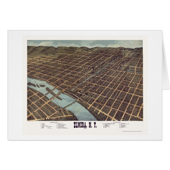 Elmira, mapa panorámico de NY - 1873 (Anverso (Horizontal))