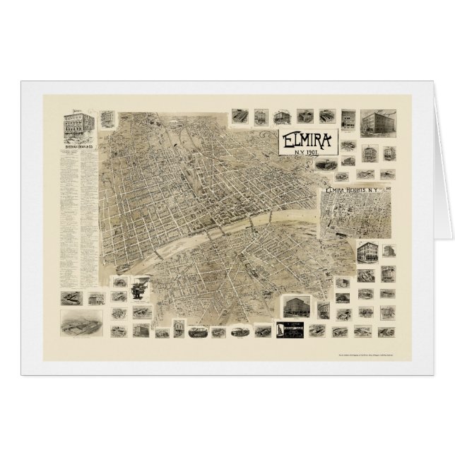 Elmira, mapa panorámico de NY - 1901 (Anverso (Horizontal))