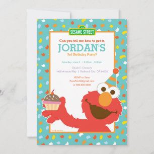 Elmo - Torta y Confetti 3er cumpleaños Invitación