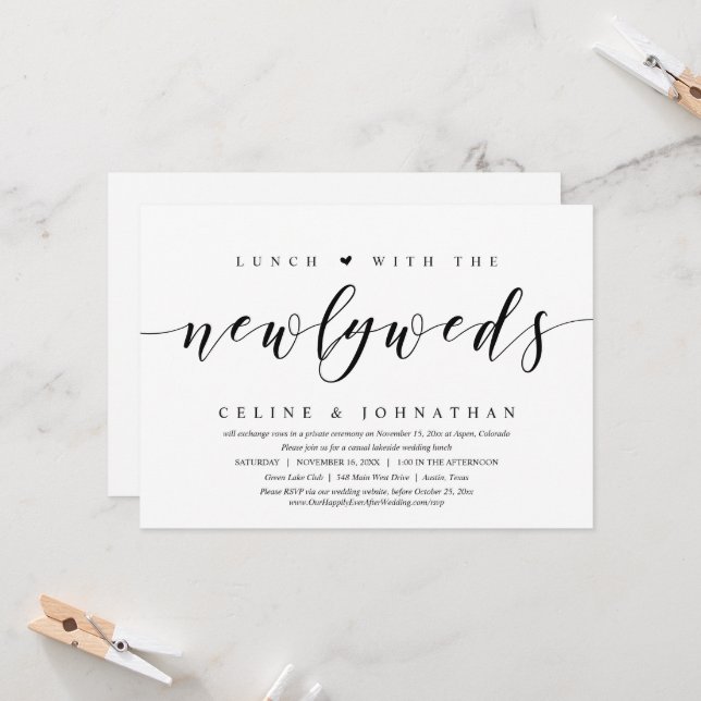 Elopement boda, almuerzo con invitación a recién c (Anverso/Reverso In Situ)