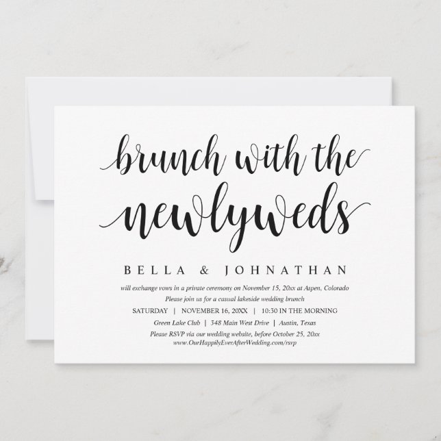 Elopement boda, Brunch Con La Invitación De Los Re (Anverso)
