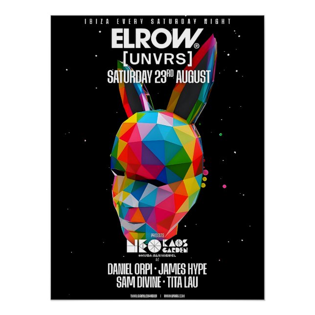 Elrow Ibiza 2025 - [UNVRS] Poster (Anverso)