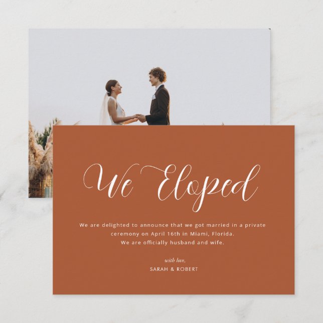 eludimos el guión invitación de boda de terracota (Anverso / Reverso)