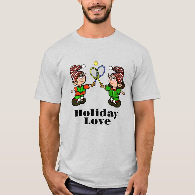 Elves con raquetas de tenis Navidades camiseta (Anverso)