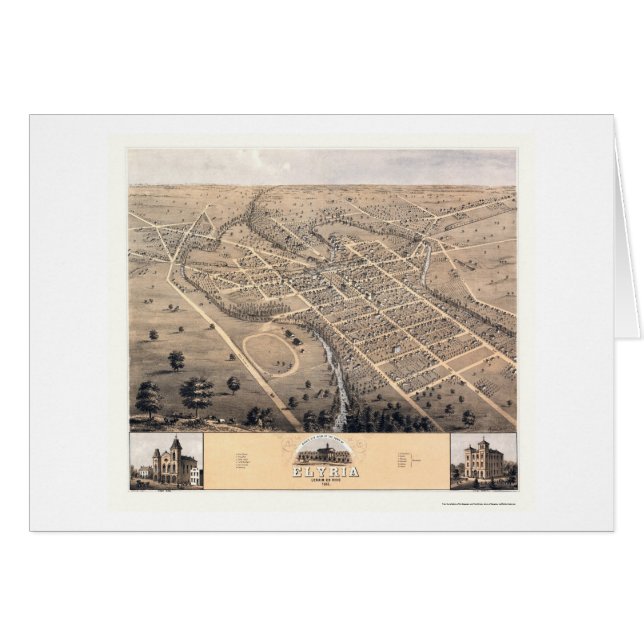 Elyria, mapa panorámico del OH - 1868 (Anverso (Horizontal))