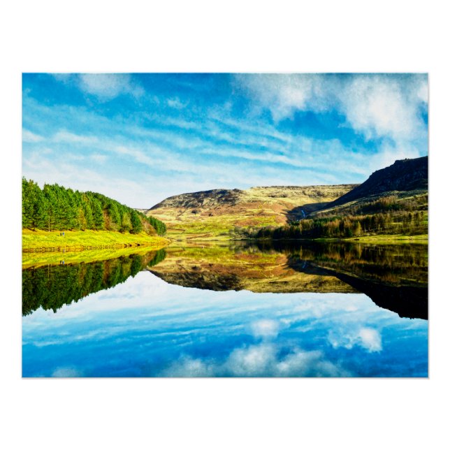 Embalse Dovestone en invierno Poster Glossy (Anverso)