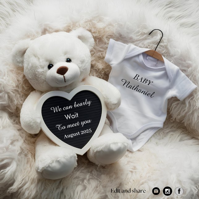 Embarazo blanco y adorable invitación (Subido por el creador)