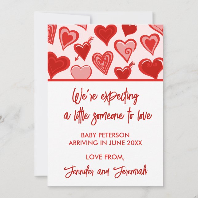 embarazo día de San Valentín invitación dulce rojo (Anverso)