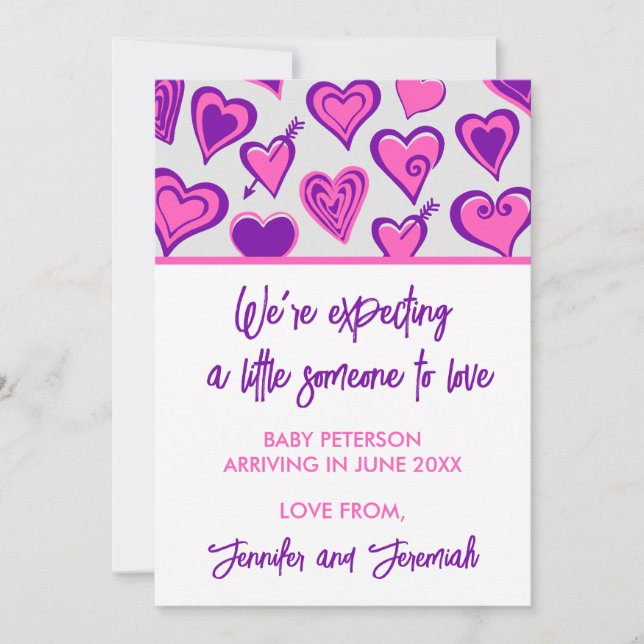 embarazo día de San Valentín invitación dulce rosa (Anverso)