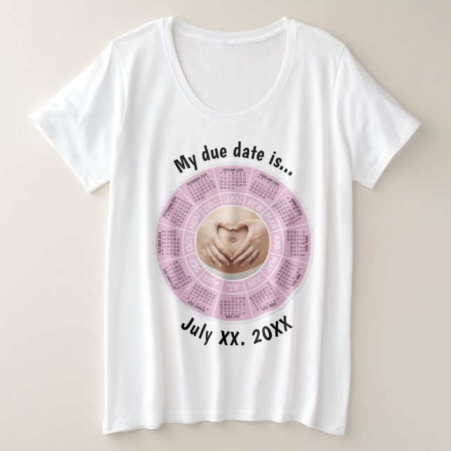 Embarazo Fecha de vencimiento Camiseta Rosa Plus T (Anverso del diseño)
