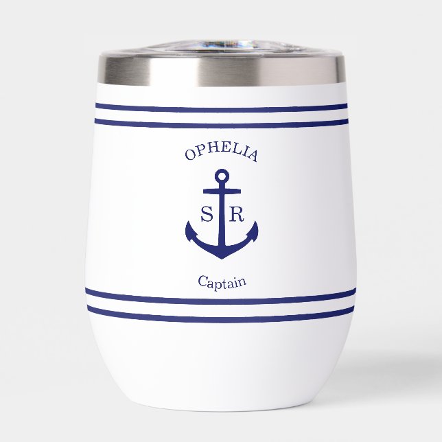 Emblema de ancla personalizado (blanco y azul) (Frente)