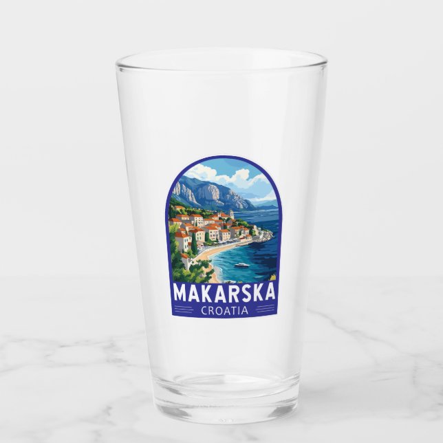 Emblema de arte de viajes de Makarska Croatia (Anverso)