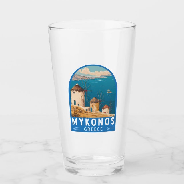 Emblema de arte de viajes de Mykonos Grecia (Anverso)