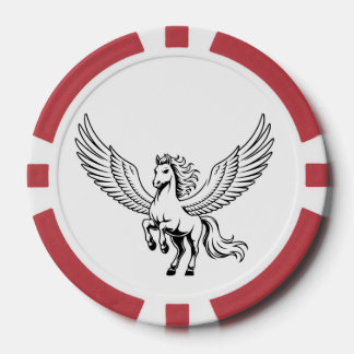 emblema de ficha de póquer de pegaso alado
