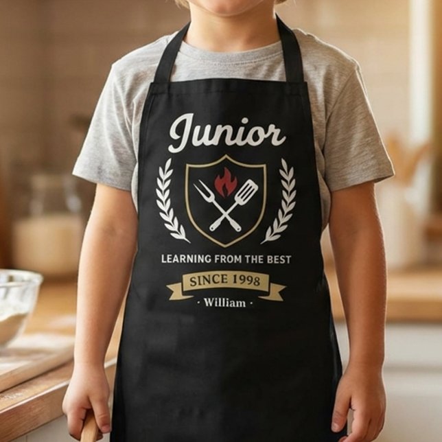 Emblema de Parrillero Junior Delantal de Papá para (Custom Kids Kitchen Apron Gift Idea)