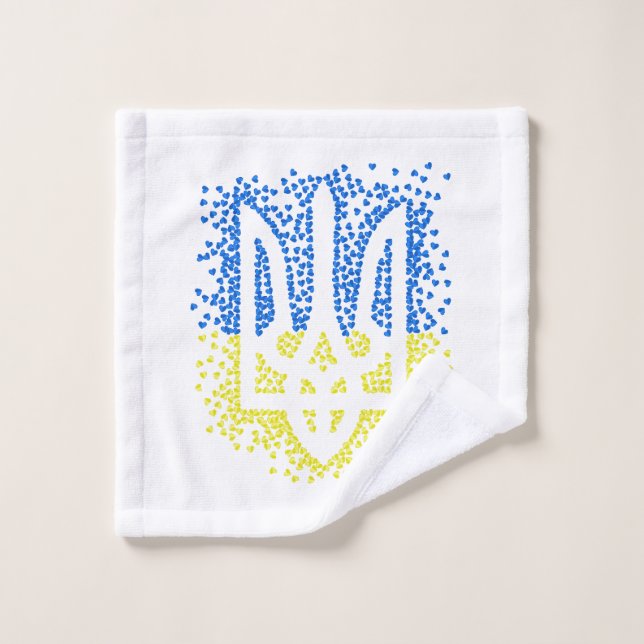 Emblema ucraniano trident tryzub esparce corazones (Toallita)