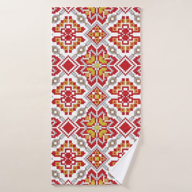 Embroidered handmade cross-stitch ethnic Ukraine p (Toalla de baño)