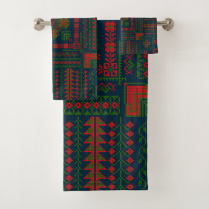 Embroideric palestino Tatreez color verde rojo 5 P
