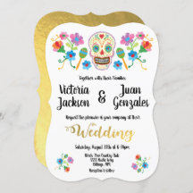 Embroidery Sugar Skull Invitaciones a la boda mexi