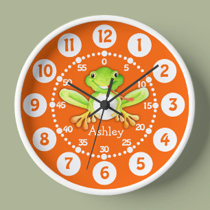 Embroma el reloj de pared verde anaranjado de la