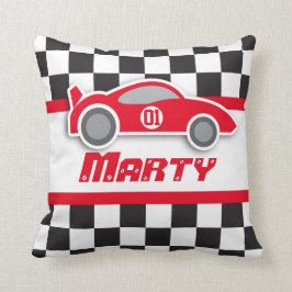 Embroma la almohada a cuadros azul roja del nombre