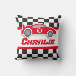 Embroma la almohada a cuadros roja brillante del